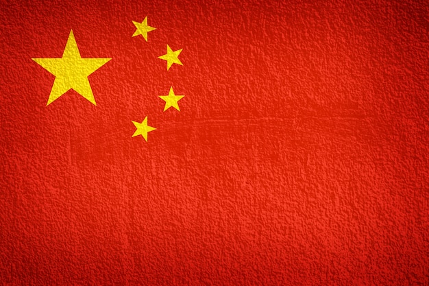 Bandera de China en la textura de la pared