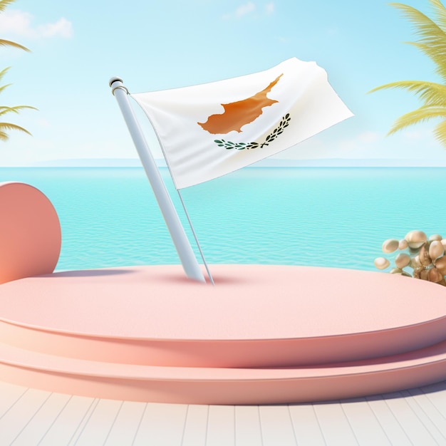 Bandera de Chipre bandera del viento en un podio pastel imagen de fondo