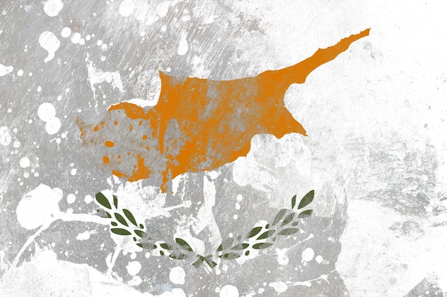 Bandera de Chipre sobre fondo de textura grunge viejo rayado