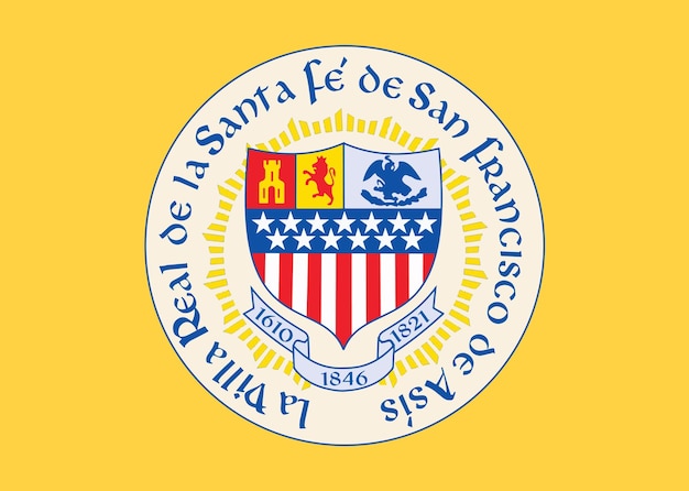 Bandera de la ciudad de Santa Fe, Nuevo México, Estados Unidos, colores y proporciones originales Ilustración