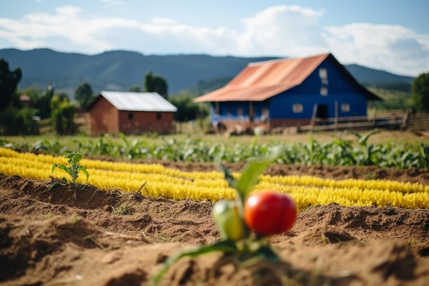 Foto la bandera colombiana en una pacífica granja rural