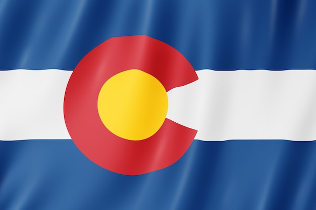 Bandera de Colorado, estado de los EEUU. Ilustración 3D de la ondulación de la bandera de Colorado.