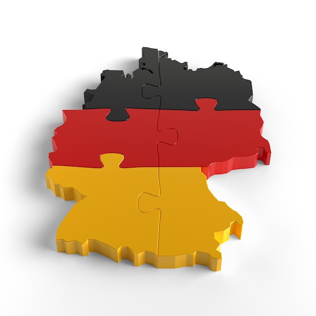 Bandera Colores Puzzle Alemania Mapa Diseño 3d Rendering