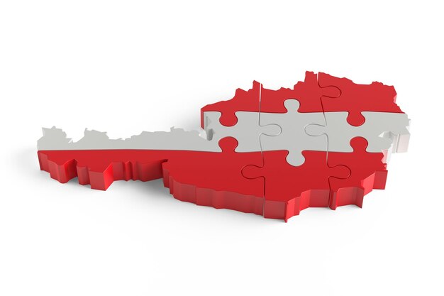 Bandera Colores Puzzle Austria Mapa Diseño 3d Rendering