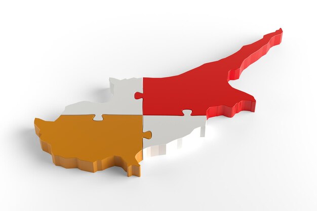 Bandera Colores Puzzle Chipre Mapa Diseño 3d Rendering