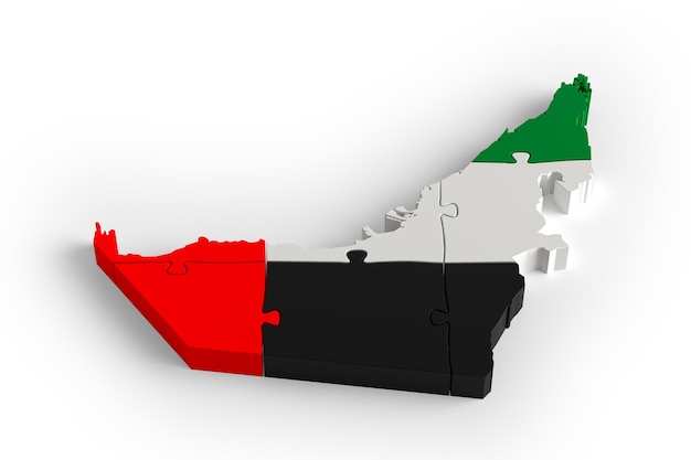 Bandera Colores Puzzle Emiratos Árabes Unidos Mapa Diseño 3d Rendering