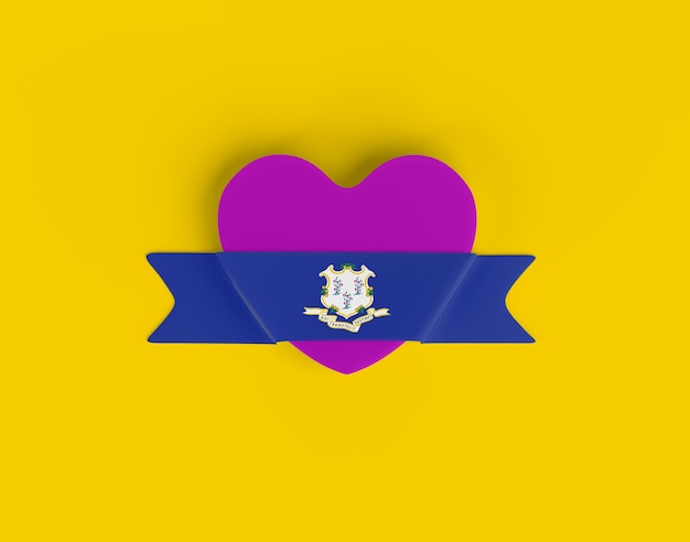 Bandera del corazón de la bandera de Connecticut