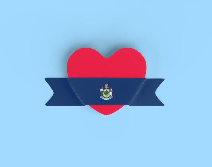 Foto bandera de corazón de bandera de maine