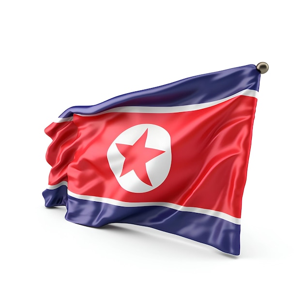 bandera, de, corea del norte, aislado, blanco, 3d, ilustración