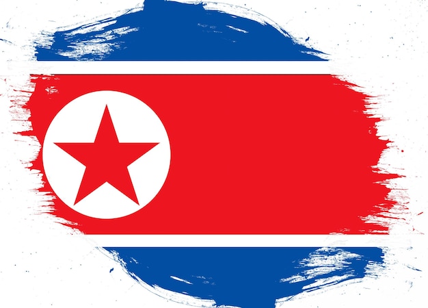 Bandera de corea del norte sobre fondo de pincel grunge angustiado