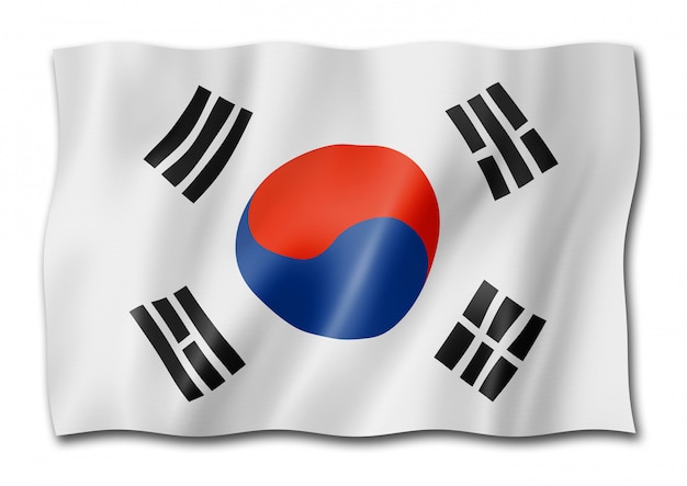 Bandera de Corea del sur aislado en blanco