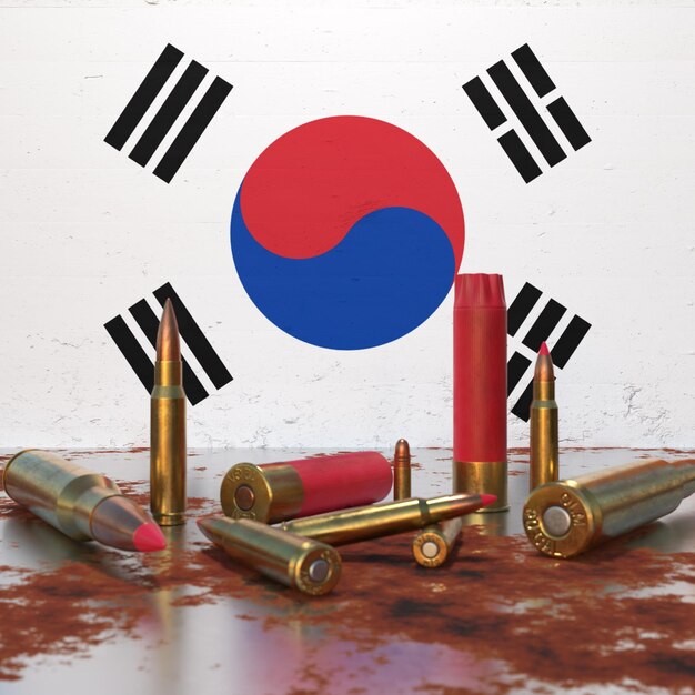 Bandera de Corea del Sur con balas