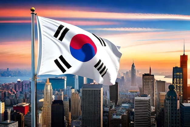 bandera corea del sur, corazón, bandera