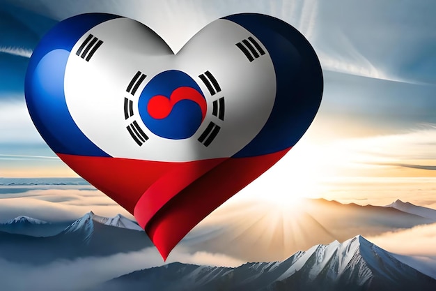 bandera corea del sur, corazón, bandera