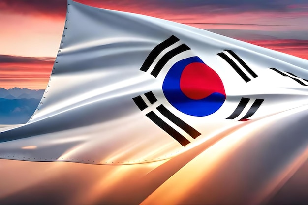 bandera corea del sur, corazón, bandera