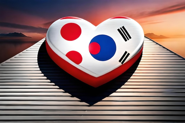 bandera corea del sur, corazón, bandera