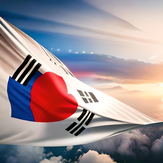 bandera corea del sur, corazón, bandera