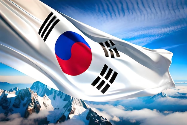 bandera corea del sur, corazón, bandera