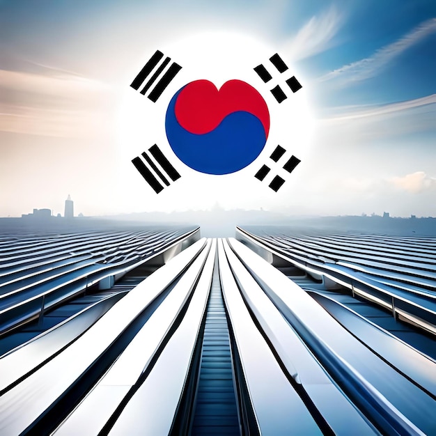 bandera corea del sur, corazón, bandera