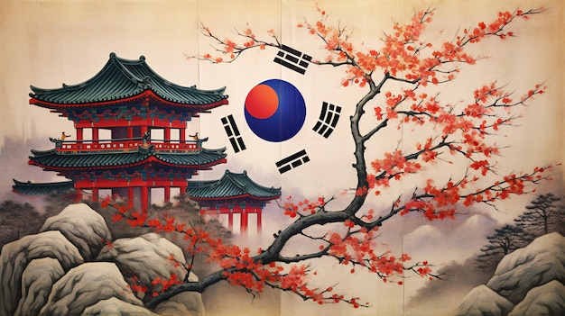 Bandera de Corea del Sur Generativa Ai