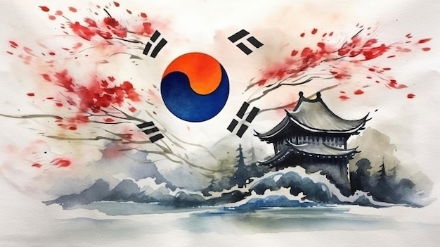 Bandera de Corea del Sur Generativa Ai