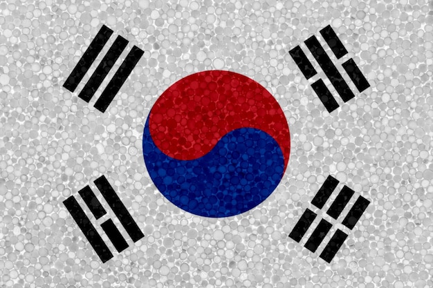 bandera, de, corea del sur, en, poliestireno, textura