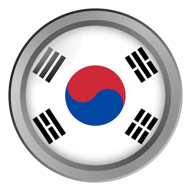 Bandera de Corea del Sur redonda como un botón