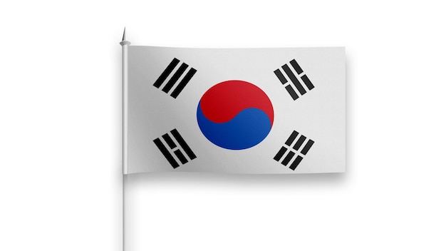 bandera de corea del sur sobre un fondo blanco