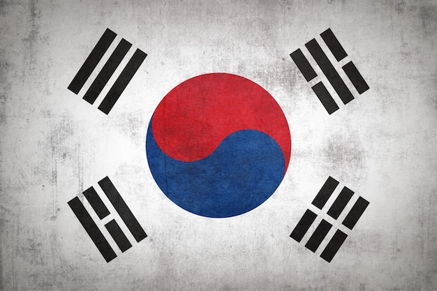 Bandera de Corea del sur con textura grunge.