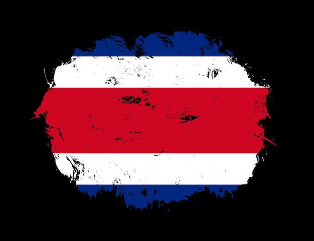 Foto bandera de costa rica pintada sobre fondo de pincel de trazo negro