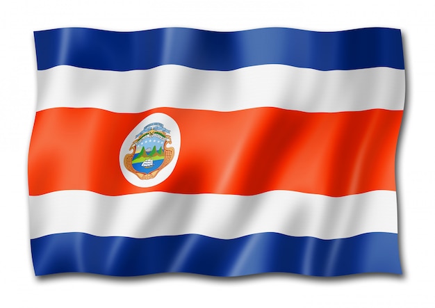 Foto bandera costarricense aislada en blanco