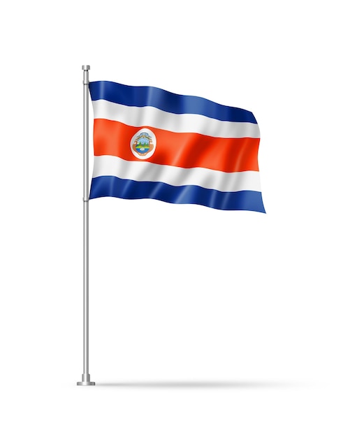 Bandera costarricense aislada en blanco