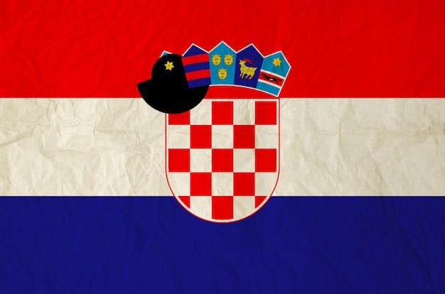 Bandera de Croacia con papel viejo vintage