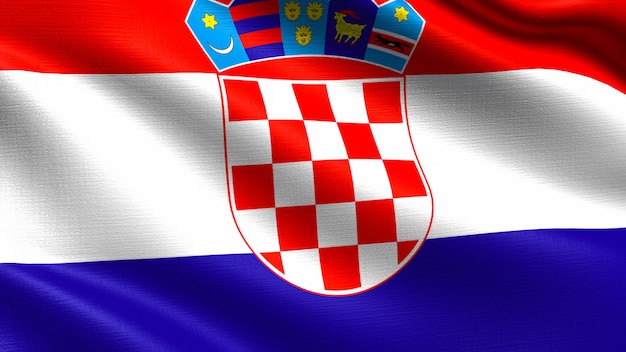 Bandera de Croacia, con textura de tela ondeando.