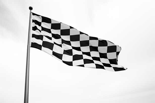 Foto bandera a cuadros en blanco y negro ondeando