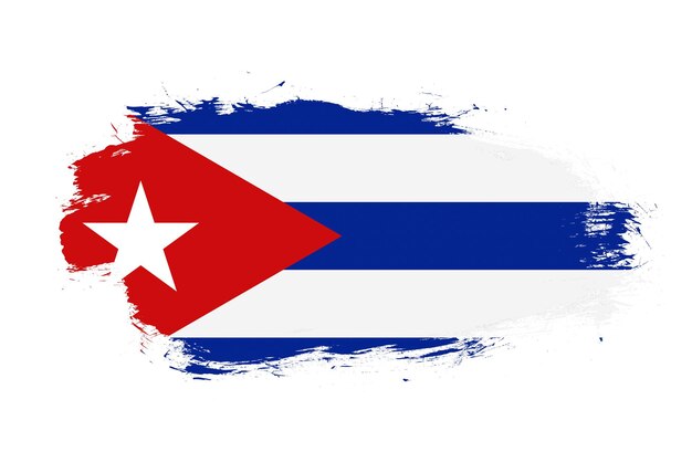 Bandera de cuba sobre fondo de pincel de trazo blanco