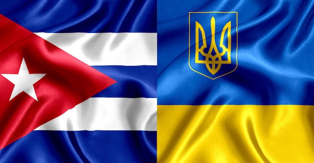 Bandera de Cuba y Ucrania