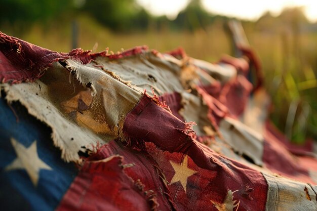 Una bandera destrozada y rasgada una representación visual de la lucha por la justicia frente a la opresión sistémica