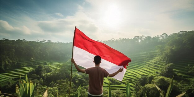 Foto bandera del día de la independencia de indonesia