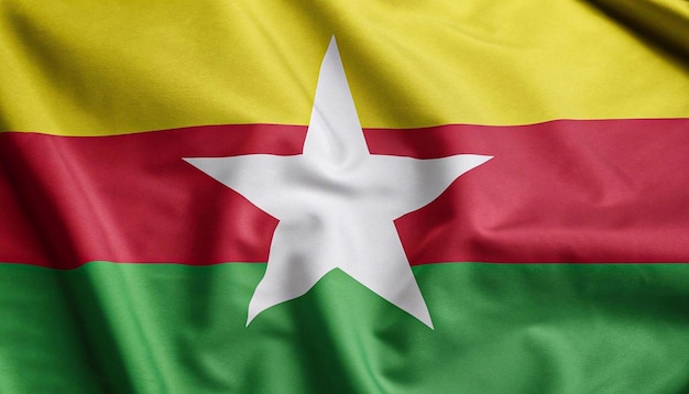 Bandera doblada de Birmania con textura satinada visible