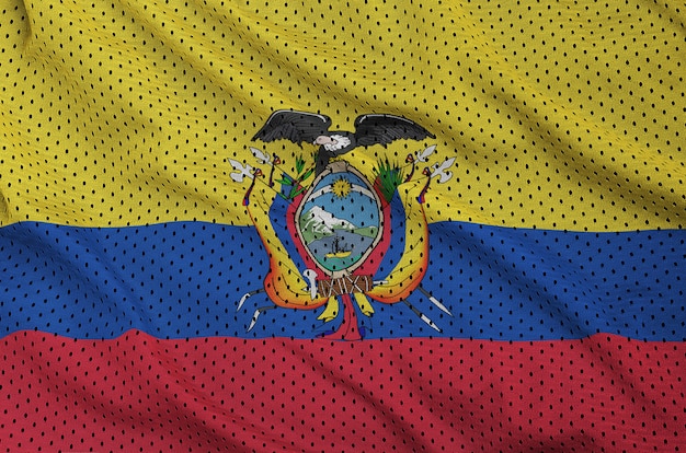 Foto bandera de ecuador impresa en una tela de malla de poliéster deportiva de nylon