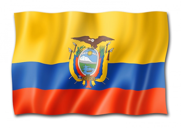 Bandera ecuatoriana aislado en blanco