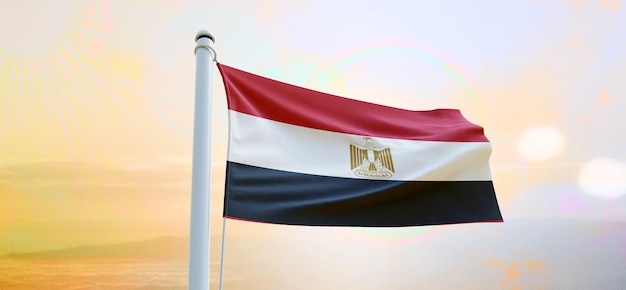 bandera, de, egipto, 3d, bandera, ondulación, bandera, y, plano de fondo
