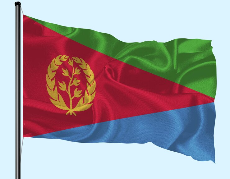 Foto bandera de eritrea el viento agita con el poste