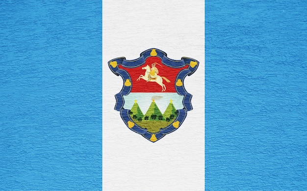 Bandera y escudo de armas de la República de Guatemala en un fondo texturizado Collaje conceptual