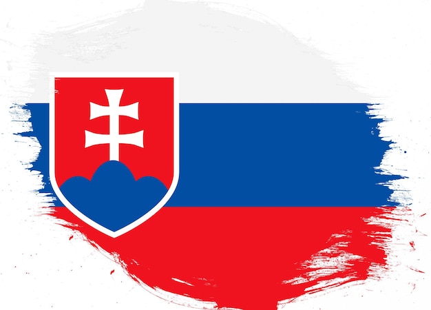 Bandera de eslovaquia sobre fondo de pincel grunge angustiado