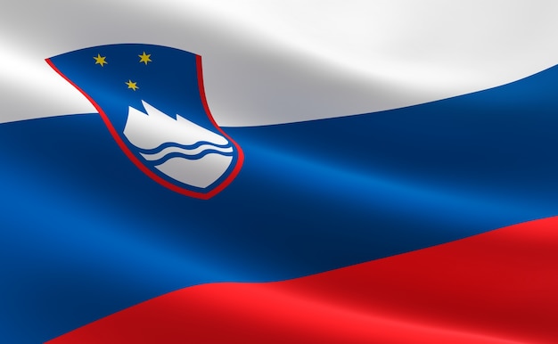 Bandera de Eslovenia. Ilustración de la ondulación de la bandera eslovena.