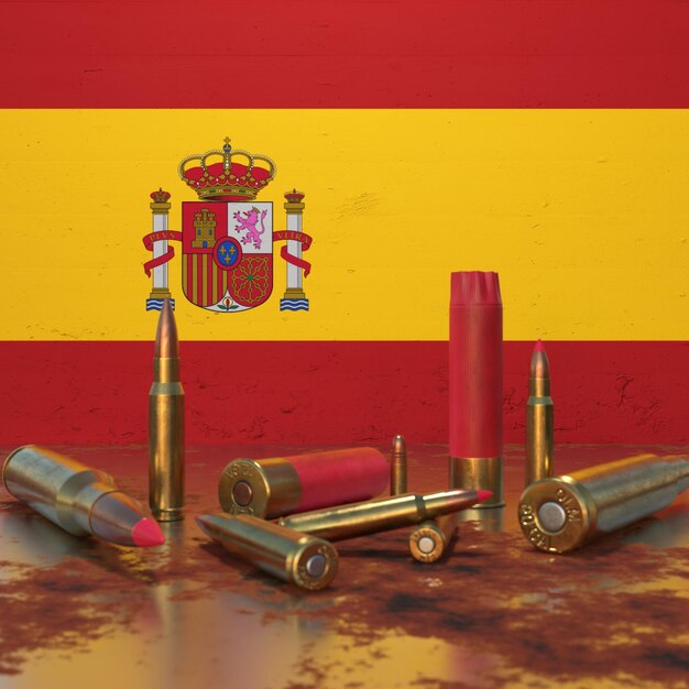 Foto bandera de españa con balas