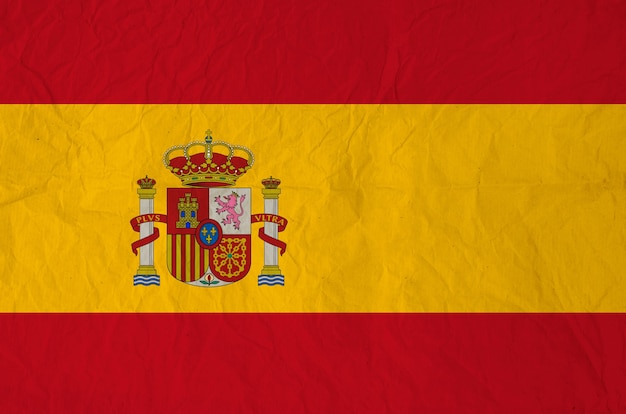 Bandera de España con papel viejo vintage