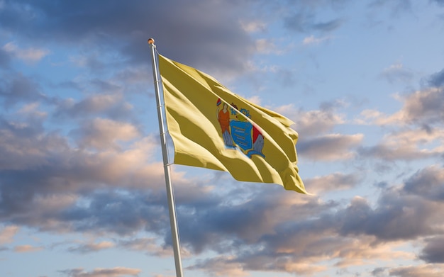 Bandera del estado de Nueva Jersey en el cielo